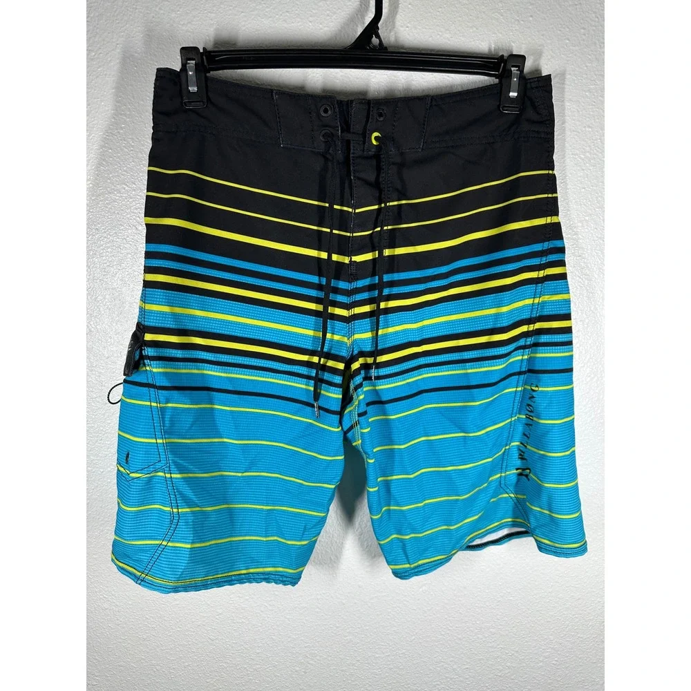 Billabong Board‎ Shorts Mens 32 Blue Platinum X Recycler PX3 Striped Swim Trunks